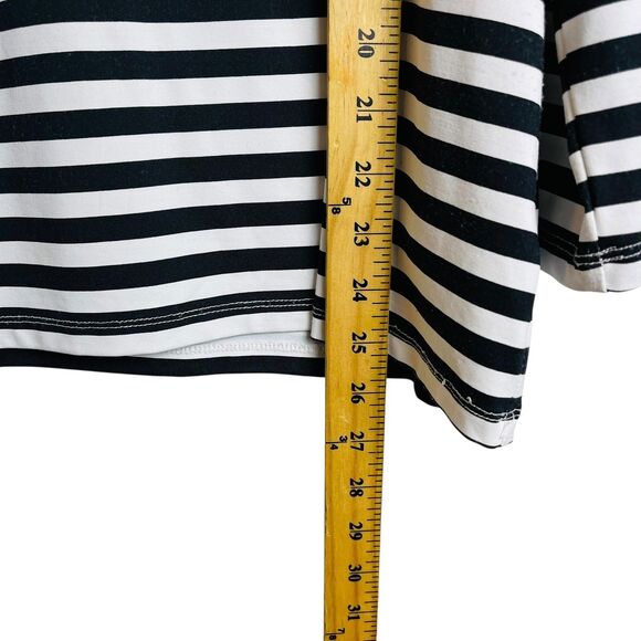 Talbots Shirt Womens XL Black White Stripe Long Sleeve Gold Button Nautical Top - Picture 6 of 9